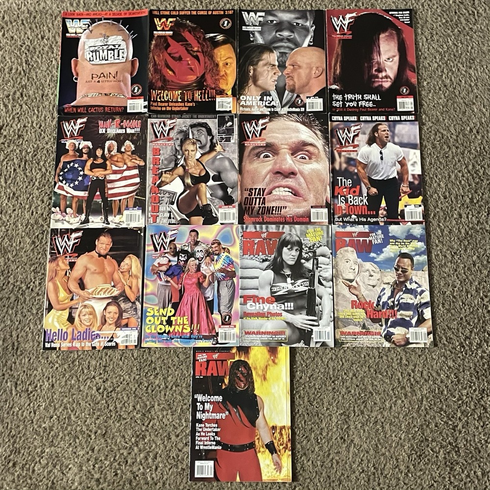 Vintage 1998 WWF Magazine Lot 13 Stone Cold Undertaker Kane Chyna The Rock RAW